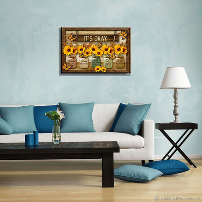 Quadro Farfalla e Girasole