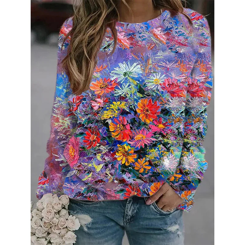 Top fiori stampa dipinto