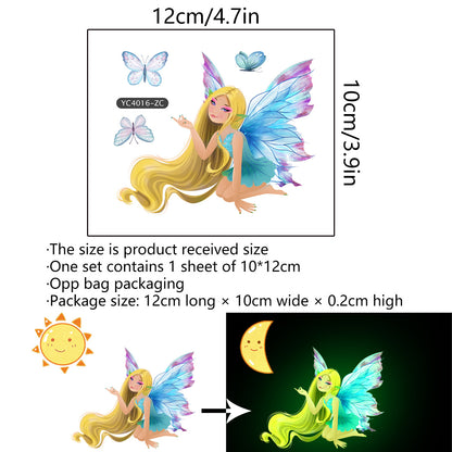 Adesivo murale sirena e farfalla fluorescente
