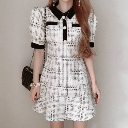Abito plaid cintura