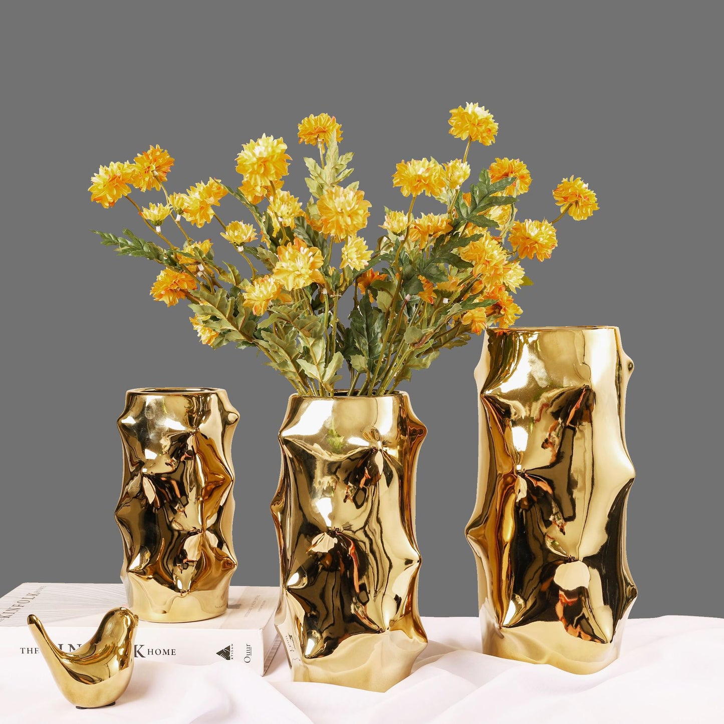 Vaso ceramica dorato