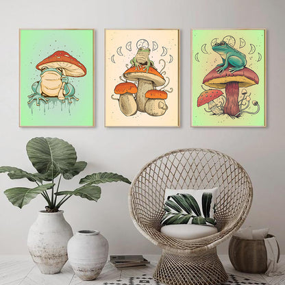 Quadro rana e funghi