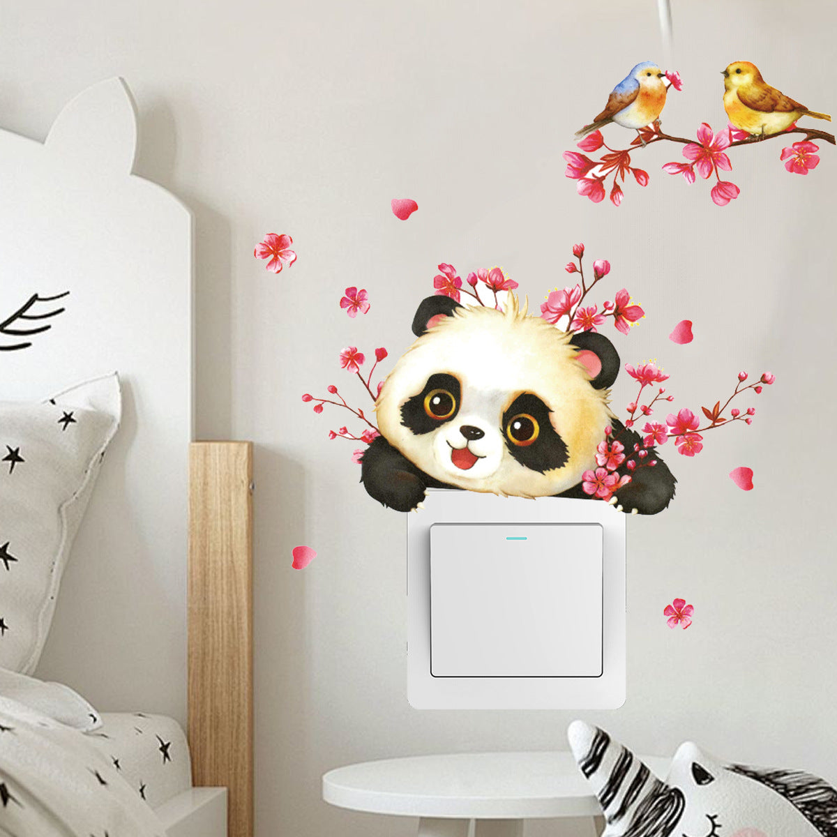 Adesivo panda e fiori