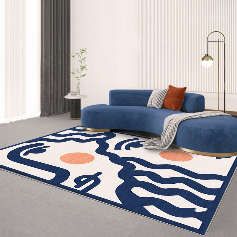 Tappeto astratto onde arancione e blu