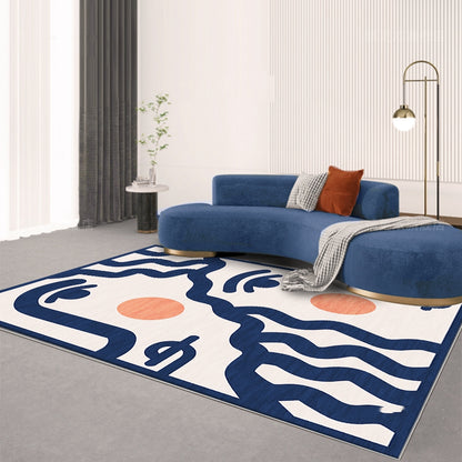 Tappeto astratto onde arancione e blu