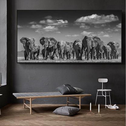Quadro tela elefanti africani