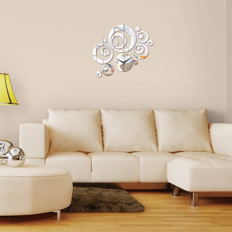 Specchio-orologio murale rotondo