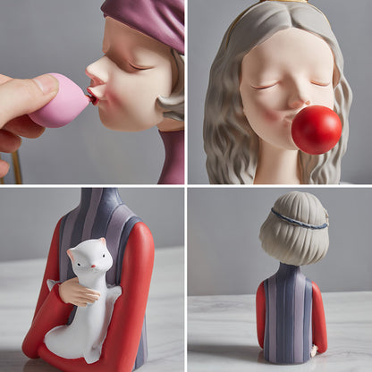 Statuetta ragazza bolle
