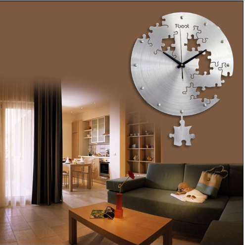 Orologio da parete Puzzle pieces argento