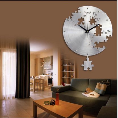 Orologio da parete Puzzle pieces argento