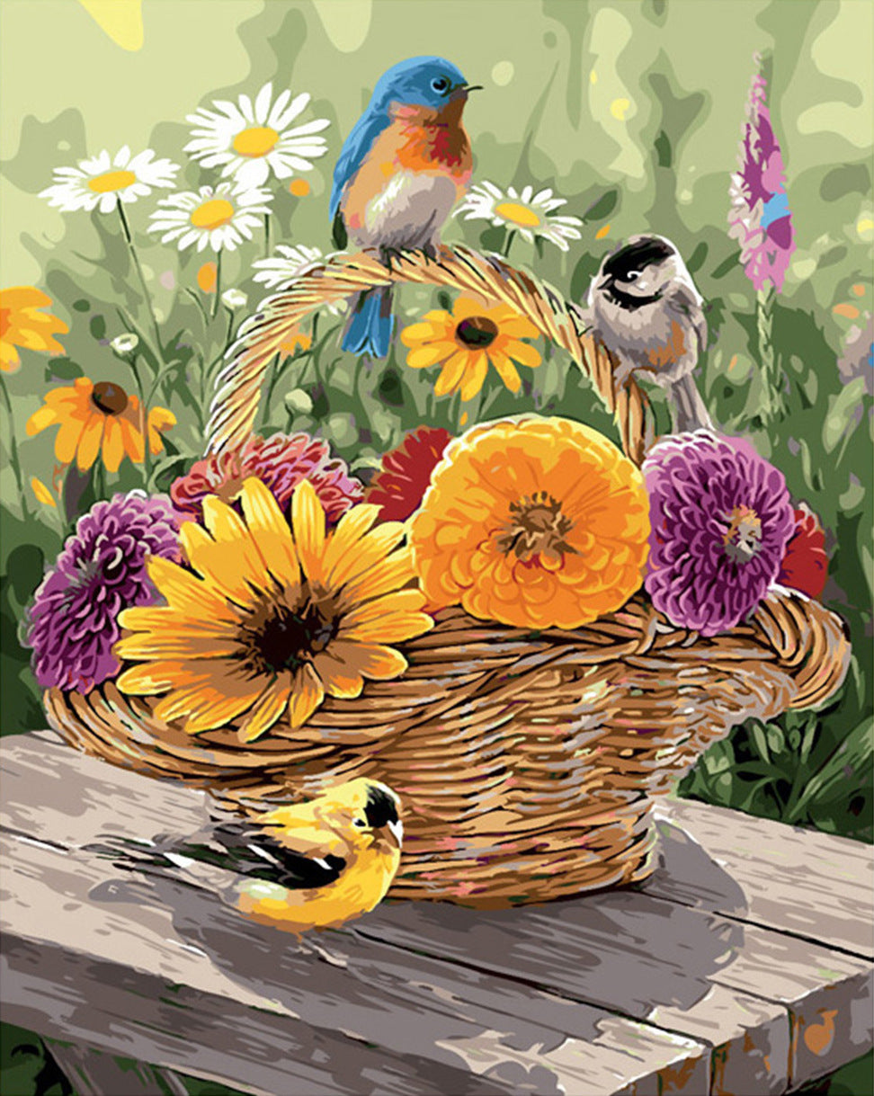 Quadro fai-da-te fiori uccelli
