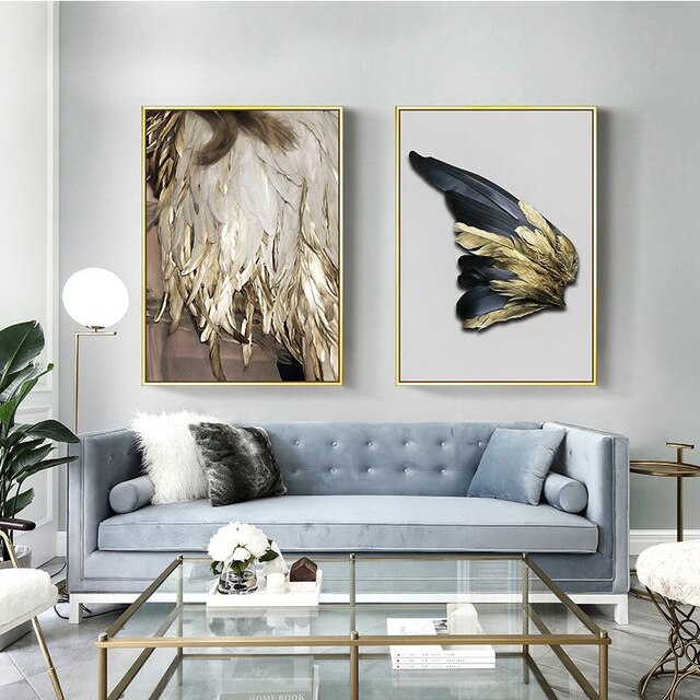 Quadro piume dorate
