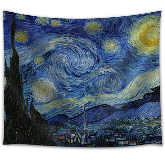 Arazzo Notte stellata con cipresso nero e