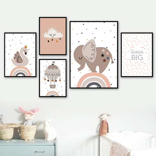 Quadro su tela Arcobaleni e animali cameretta