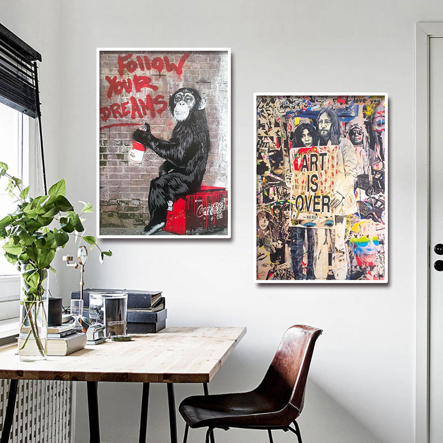 Quadro tela scimmia street art