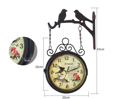 Orologio da parete Uccelli steampunk ramo