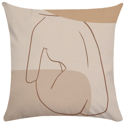 Copricuscino beige stampa motivi astratti