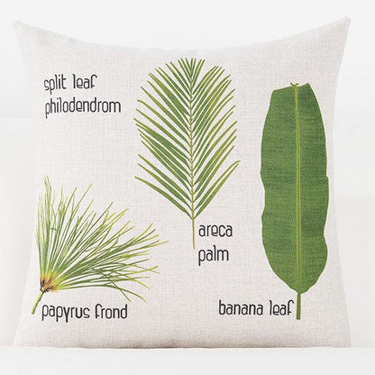Cuscino tessuto stampa foglie tropicali monstera