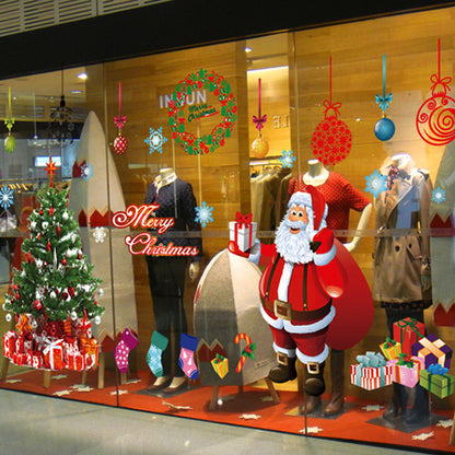Adesivo murale Babbo Natale e renna nella vetrina