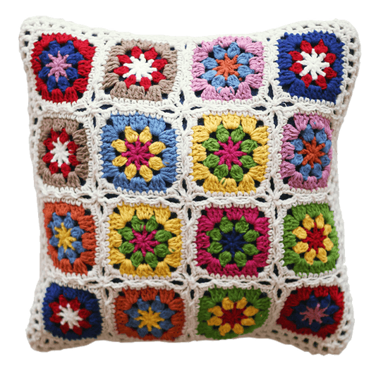 Cuscino quadrato uncinetto fiori