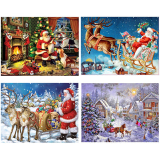 Quadro su tela Albero di natale e babbo natale
