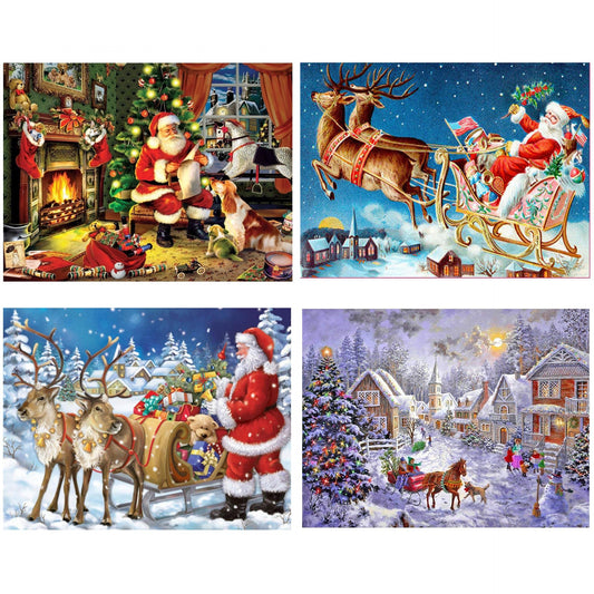 Quadro su tela Albero di natale e babbo natale