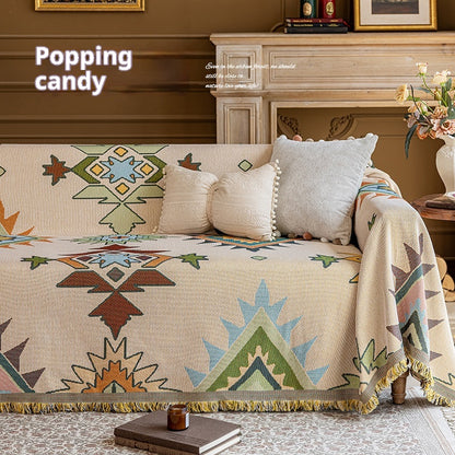 Coperta divano fiori multicolori ocra