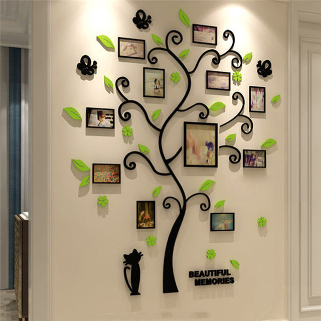 Adesivo murale Albero genealogico con foglie verdi