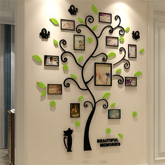 Adesivo murale Albero genealogico con foglie verdi