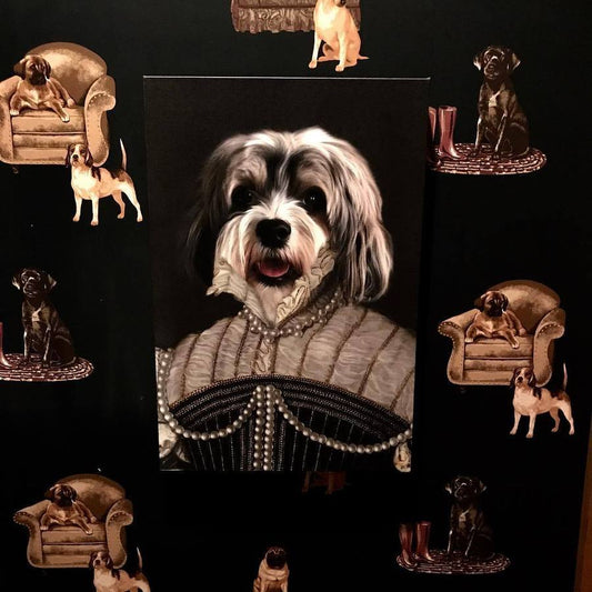 Quadro su tela Cane in abiti nobiliari
