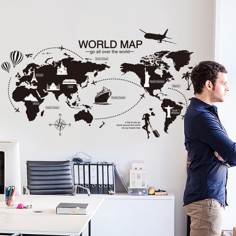 Adesivo Murale Mappa Mundi Nera