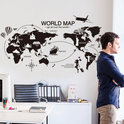 Adesivo Murale Mappa Mundi Nera
