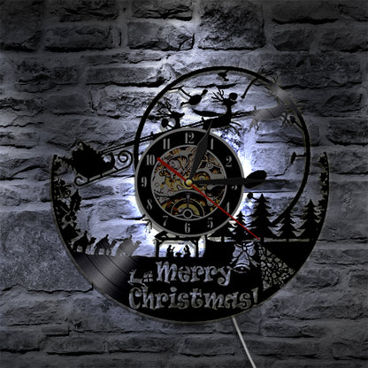 Orologio da parete Scena Natale con LED