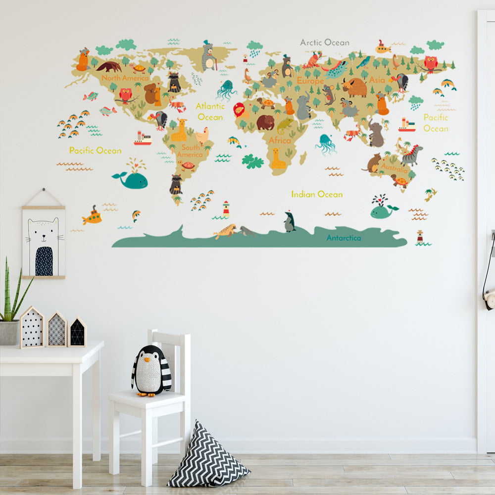 Adesivo murale animali e mappa