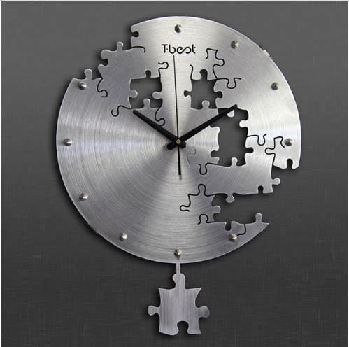 Orologio da parete Puzzle pieces argento