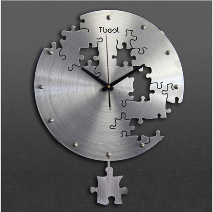 Orologio da parete Puzzle pieces argento