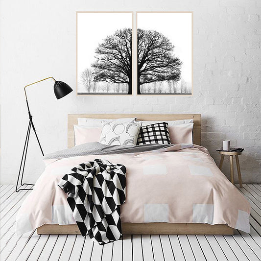Quadro su tela Alberi invernali in bianco e nero