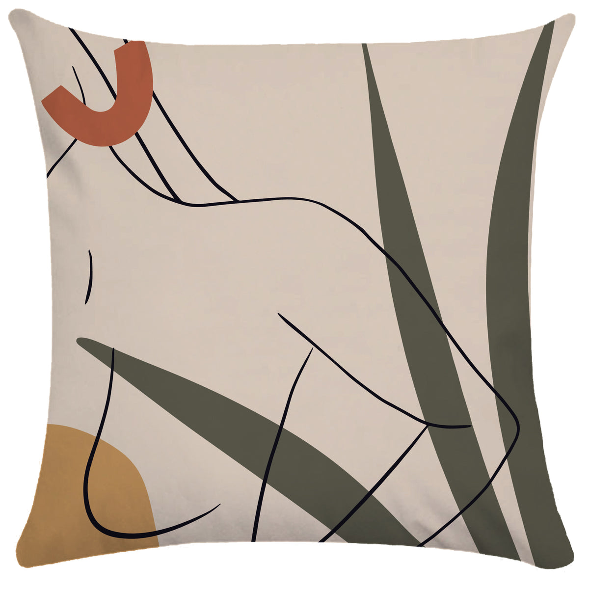Copricuscino beige stampa motivi astratti