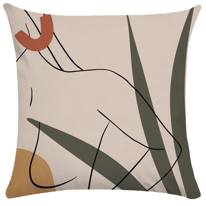 Copricuscino beige stampa motivi astratti