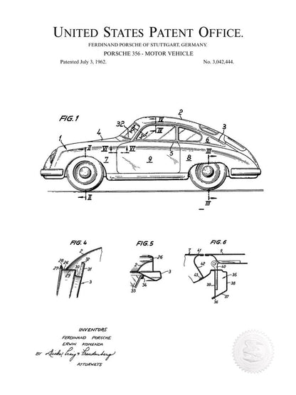 Poster Brevetto Porsche 911 tecnico