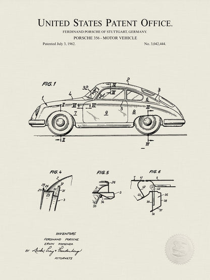 Poster Brevetto Porsche 911 tecnico