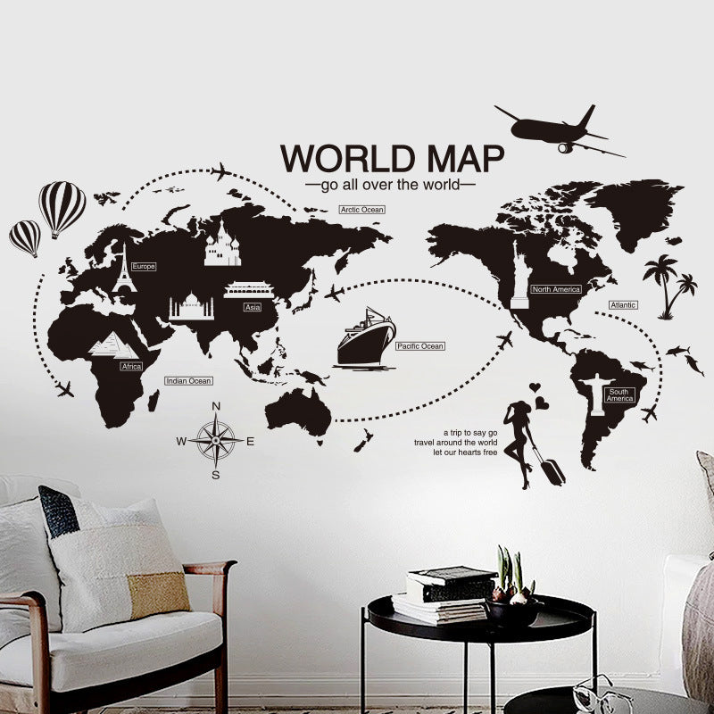 Adesivo Murale Mappa Mundi Nera