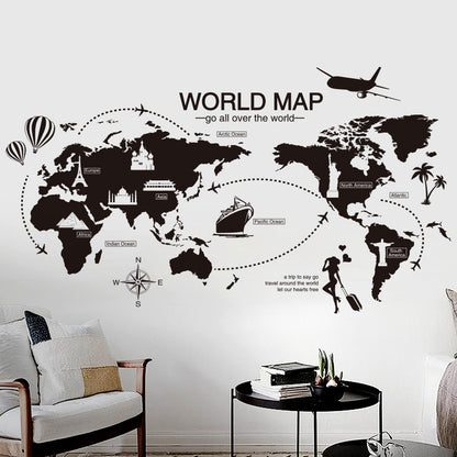Adesivo Murale Mappa Mundi Nera