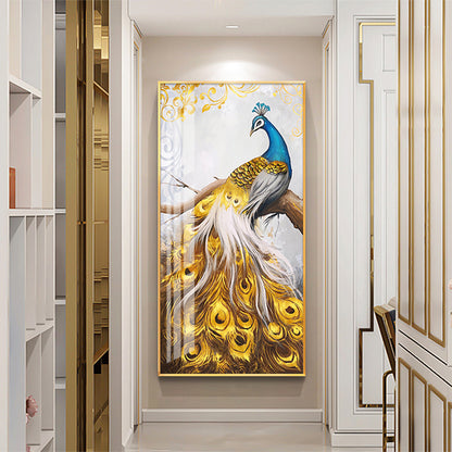 Poster Pavone blu e oro