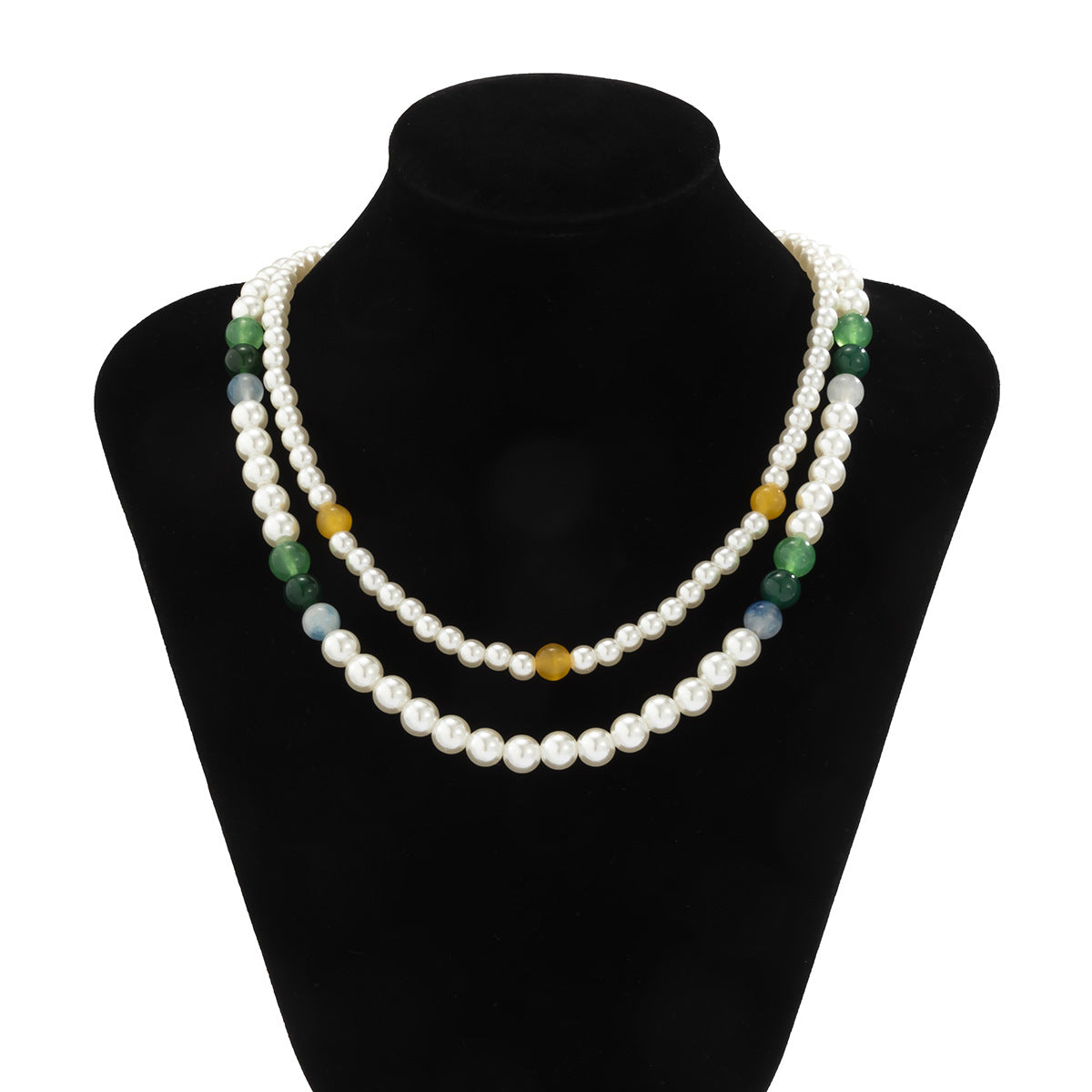 Collana perle bicolore