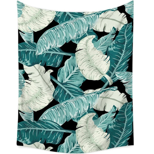 Arazzo Foglie tropicali nere