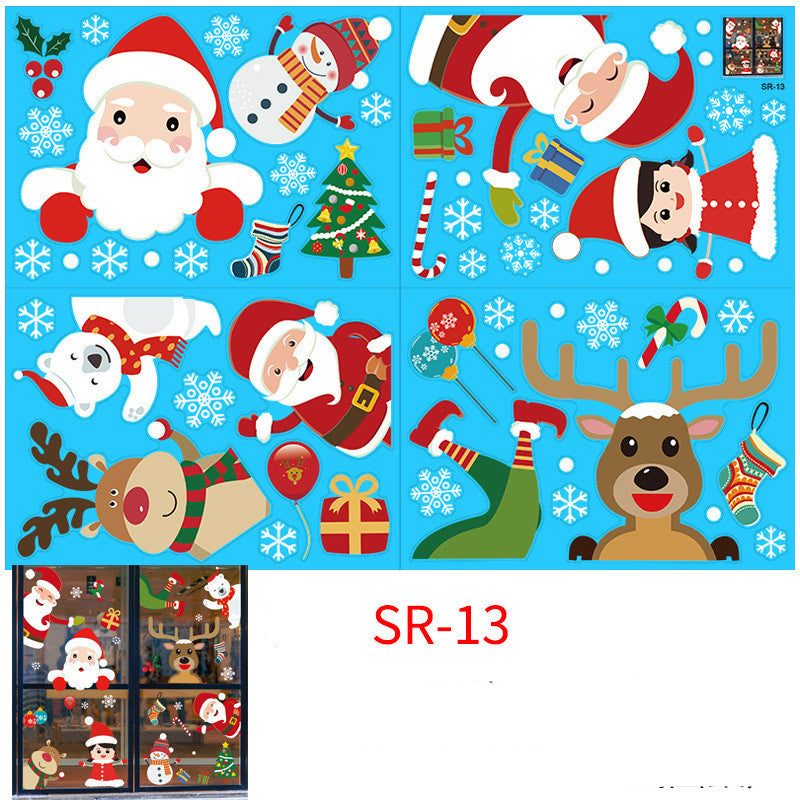 Adesivo murale Babbo Natale e renna nella vetrina