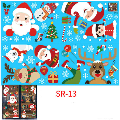 Adesivo murale Babbo Natale e renna nella vetrina