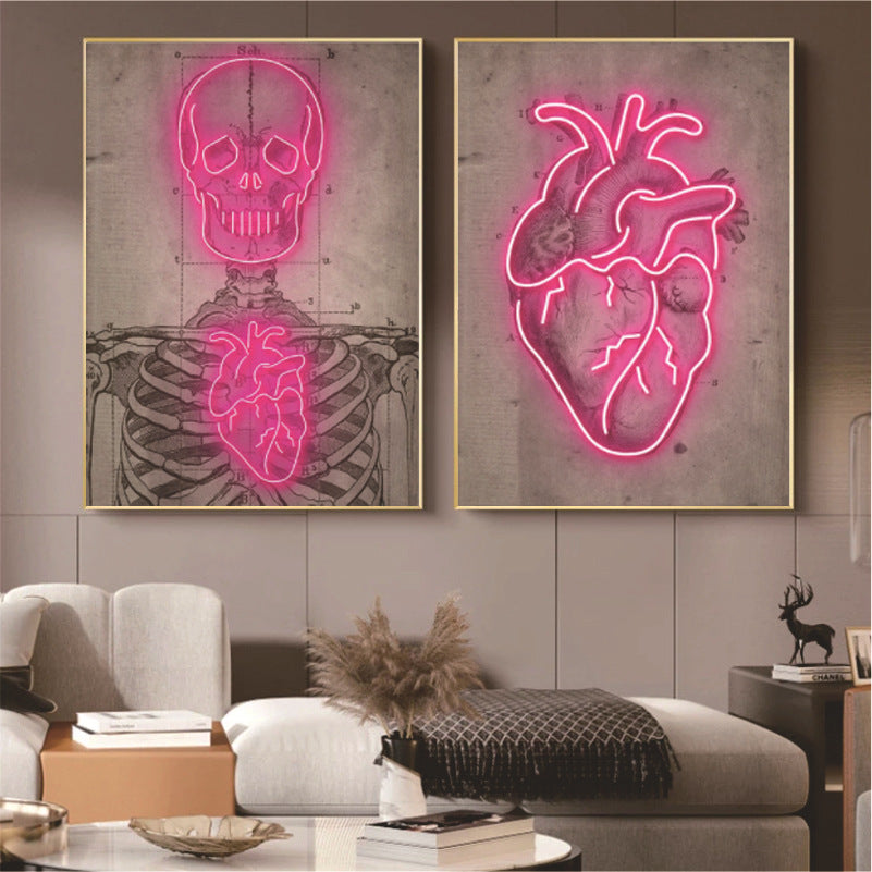 Quadro Cuore Neon Astratto