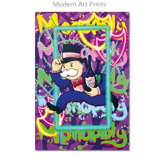 Quadro su tela Uomo con cilindro in stile pop art